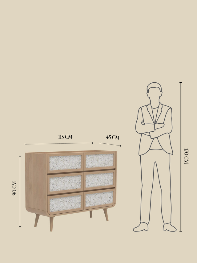 Kael Six Drawer Chest - Natural