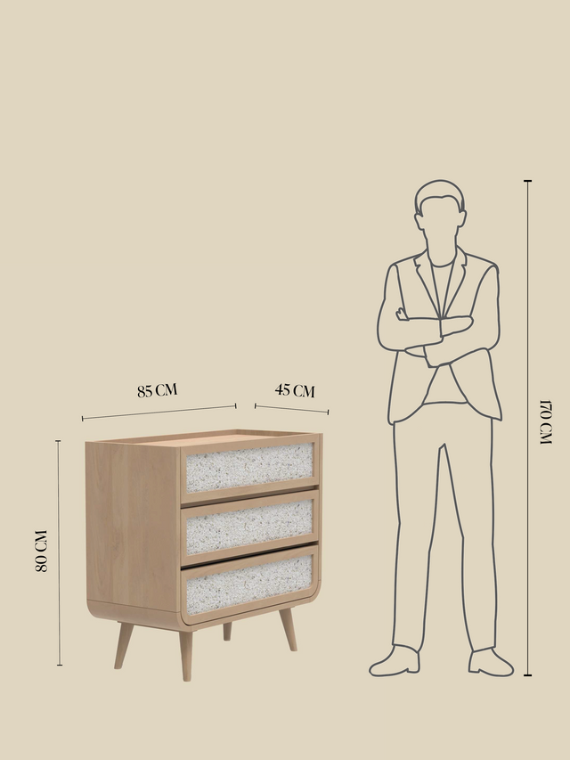 Kael Three Drawer Chest - Natural