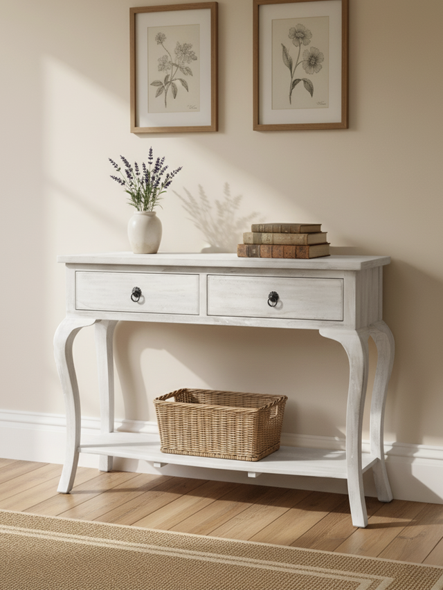 Rustic Haven Console Table - White