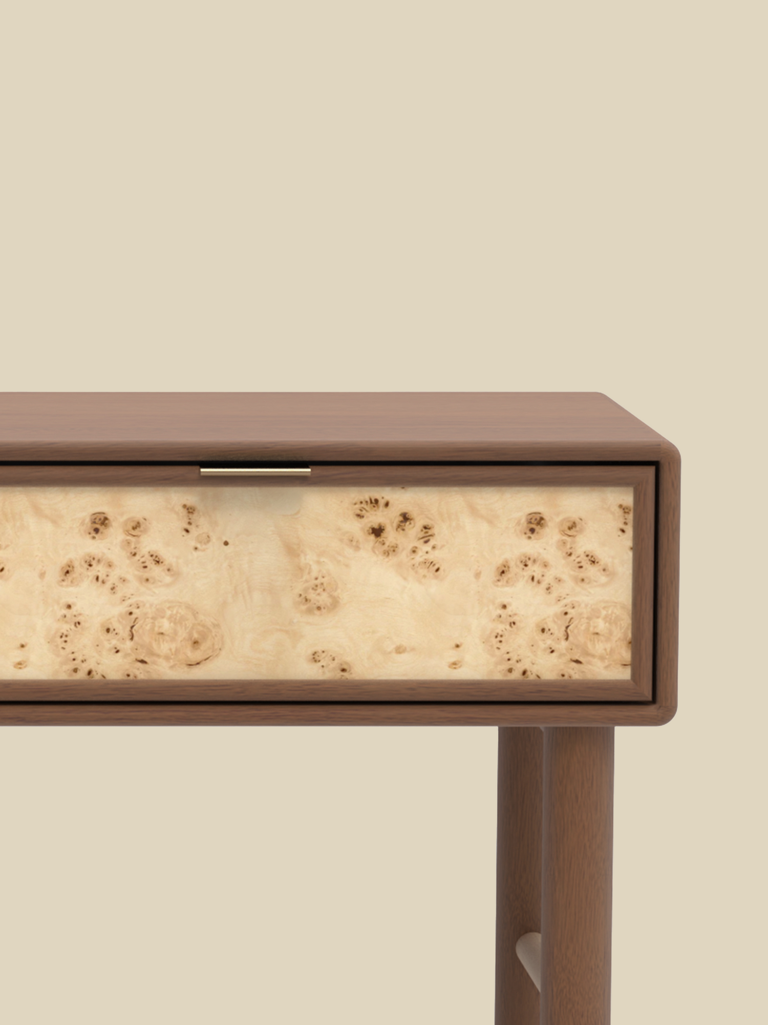 Aurea Burl Two Drawer Console Table - Walnut