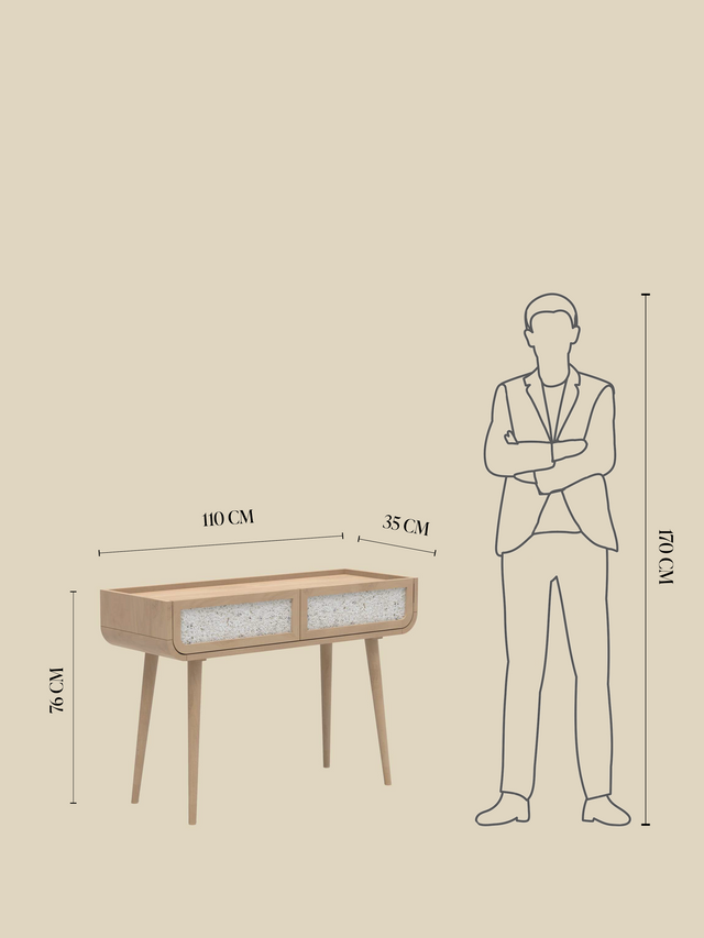 Kael Two Drawer Console Table - Natural