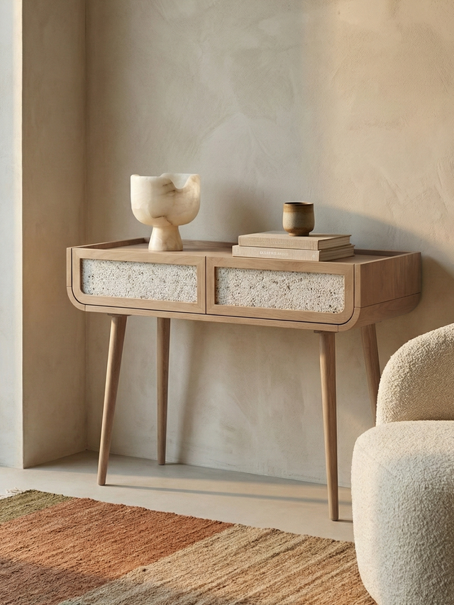 Kael Two Drawer Console Table - Natural