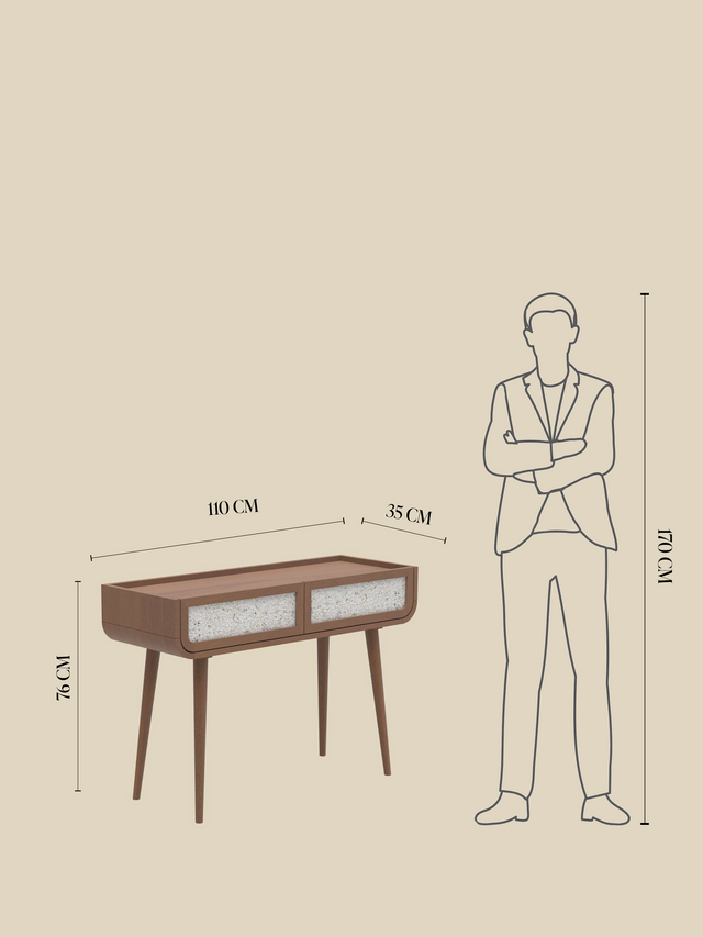 Kael Two Drawer Console Table - Walnut