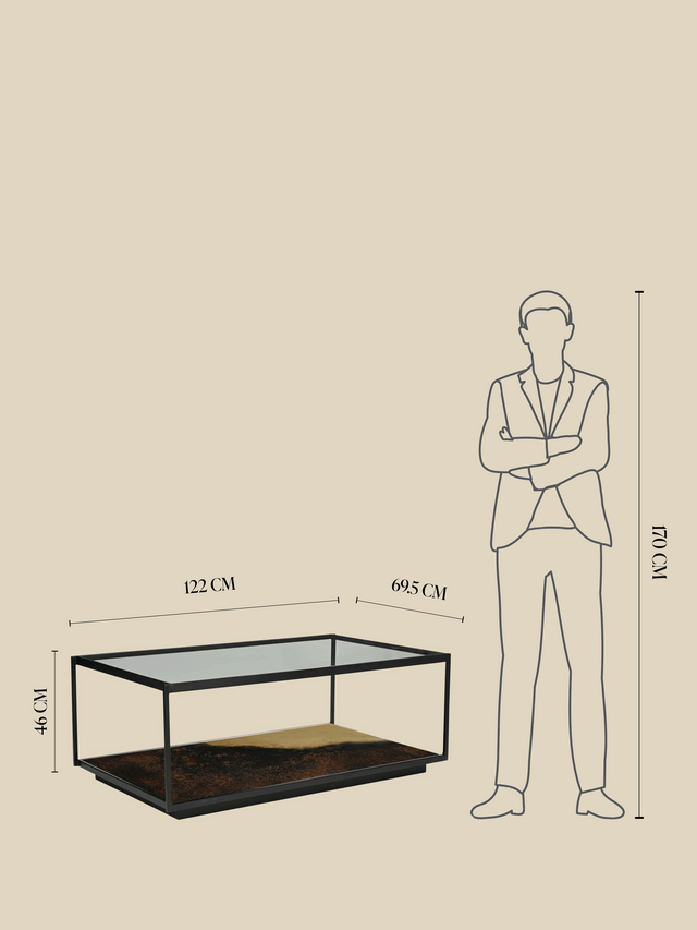 Astra Iron Coffee Table with Glass Top