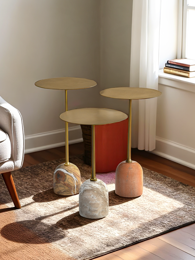 Edie Marble Base Side Tables - Set of 3