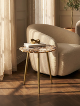 Damon Agate Side Table - Blue & Black