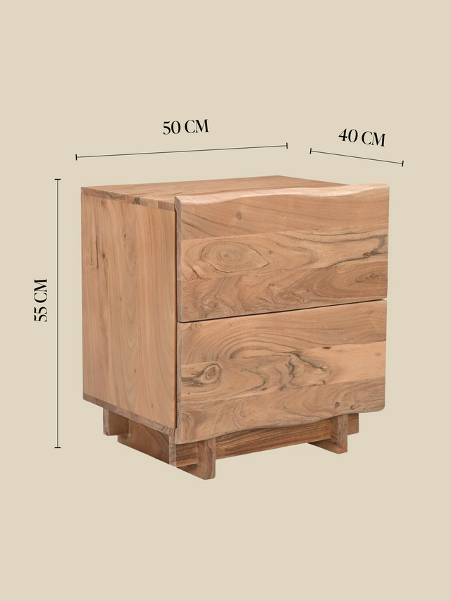 Alder Two Drawer Bedside Table