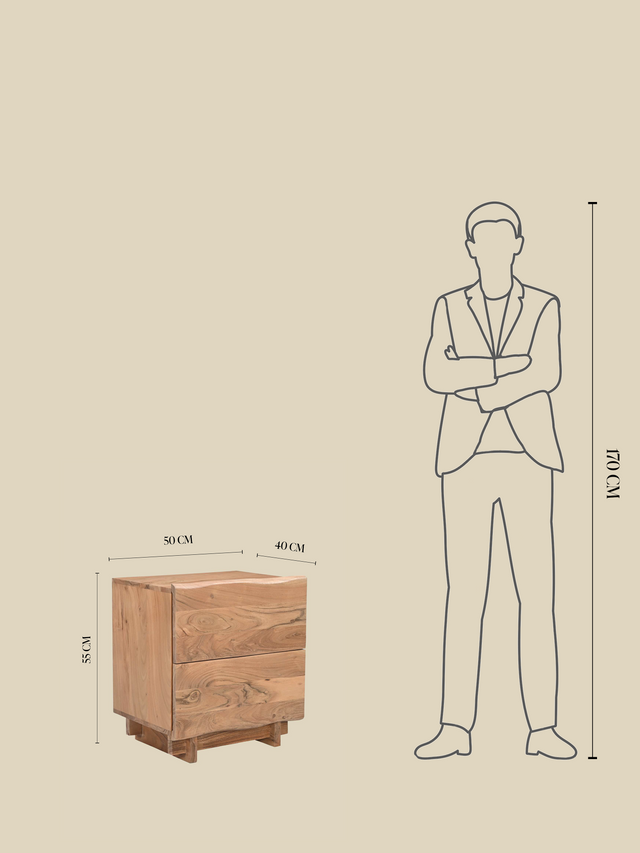 Alder Two Drawer Bedside Table