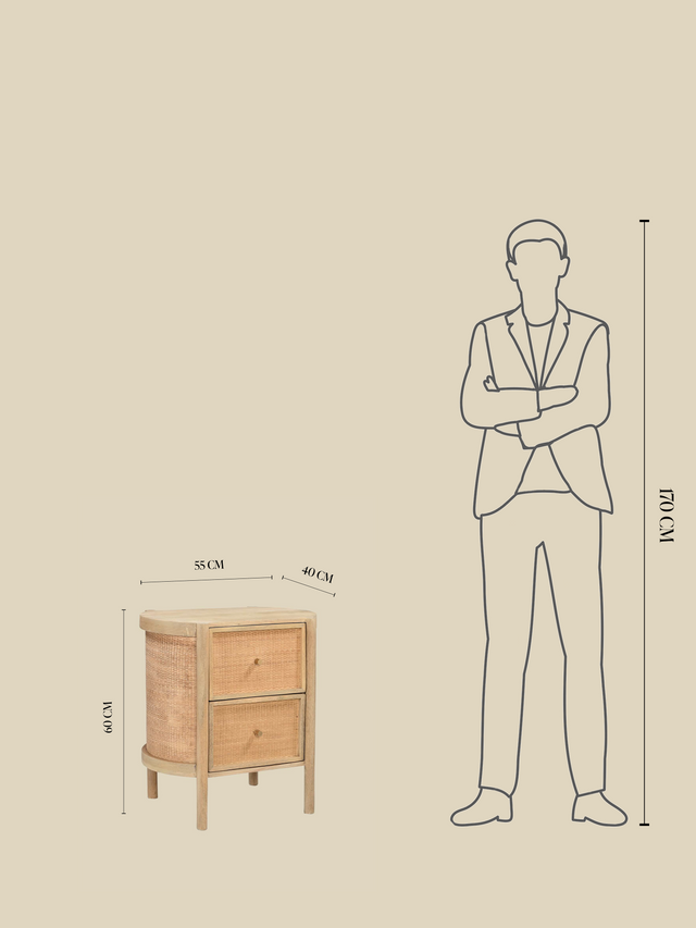 Soren Two Drawer Bedside Table