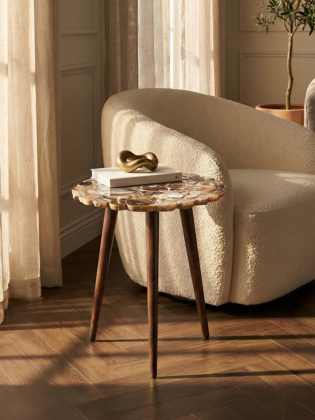 Ben Agate Side Table - Beige