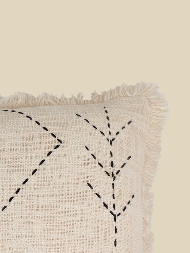 Kuro Embroidered Cotton Cushion
