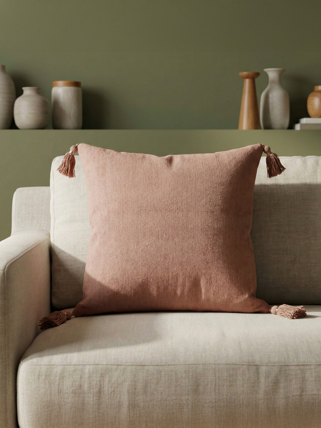 Coral Bliss Chenille & Cotton Cushion