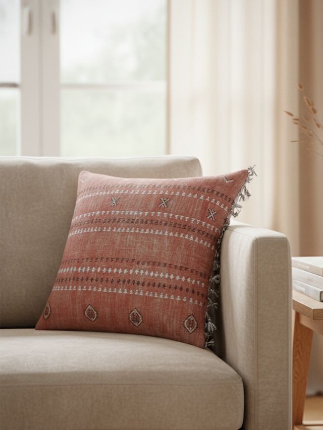Cyril Coral Cotton-Linen Cushion
