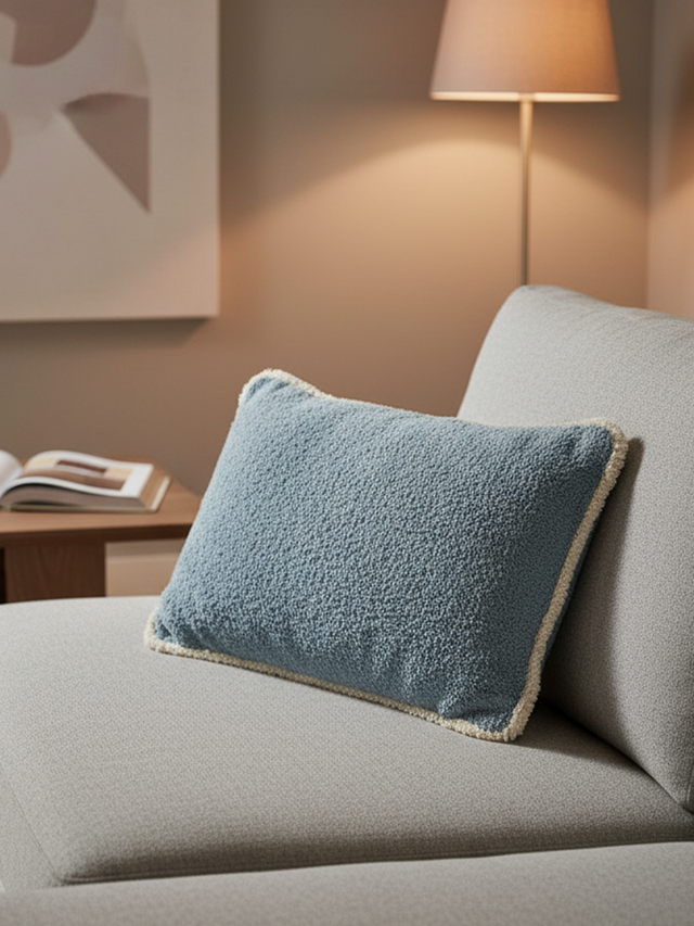 Silvia Blue Cotton Boucle Cushion