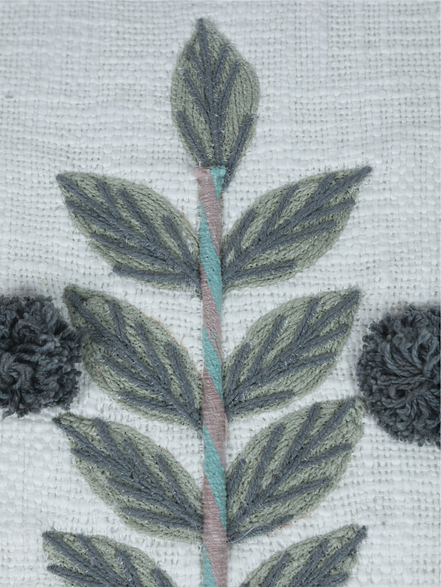 Ishani Embroidered Cotton Cushion - Green