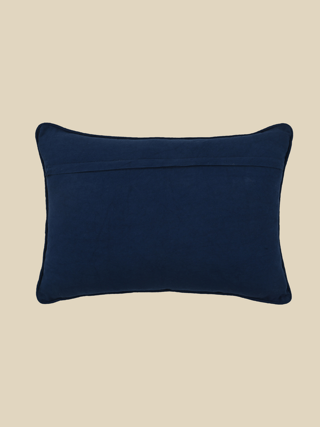 Azure Floral Cotton Embroidered Cushion