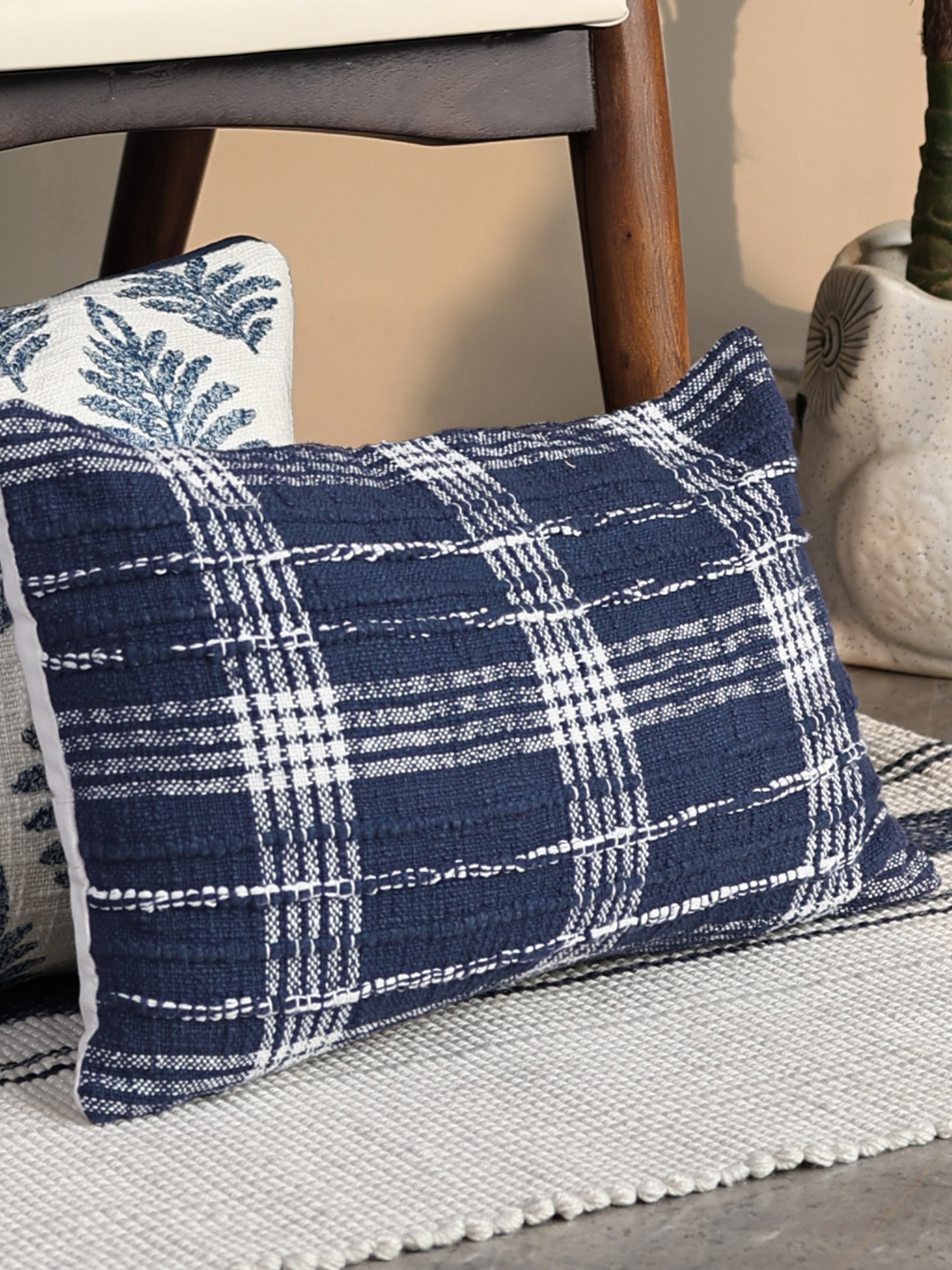 Talia Blue Cotton Cushion