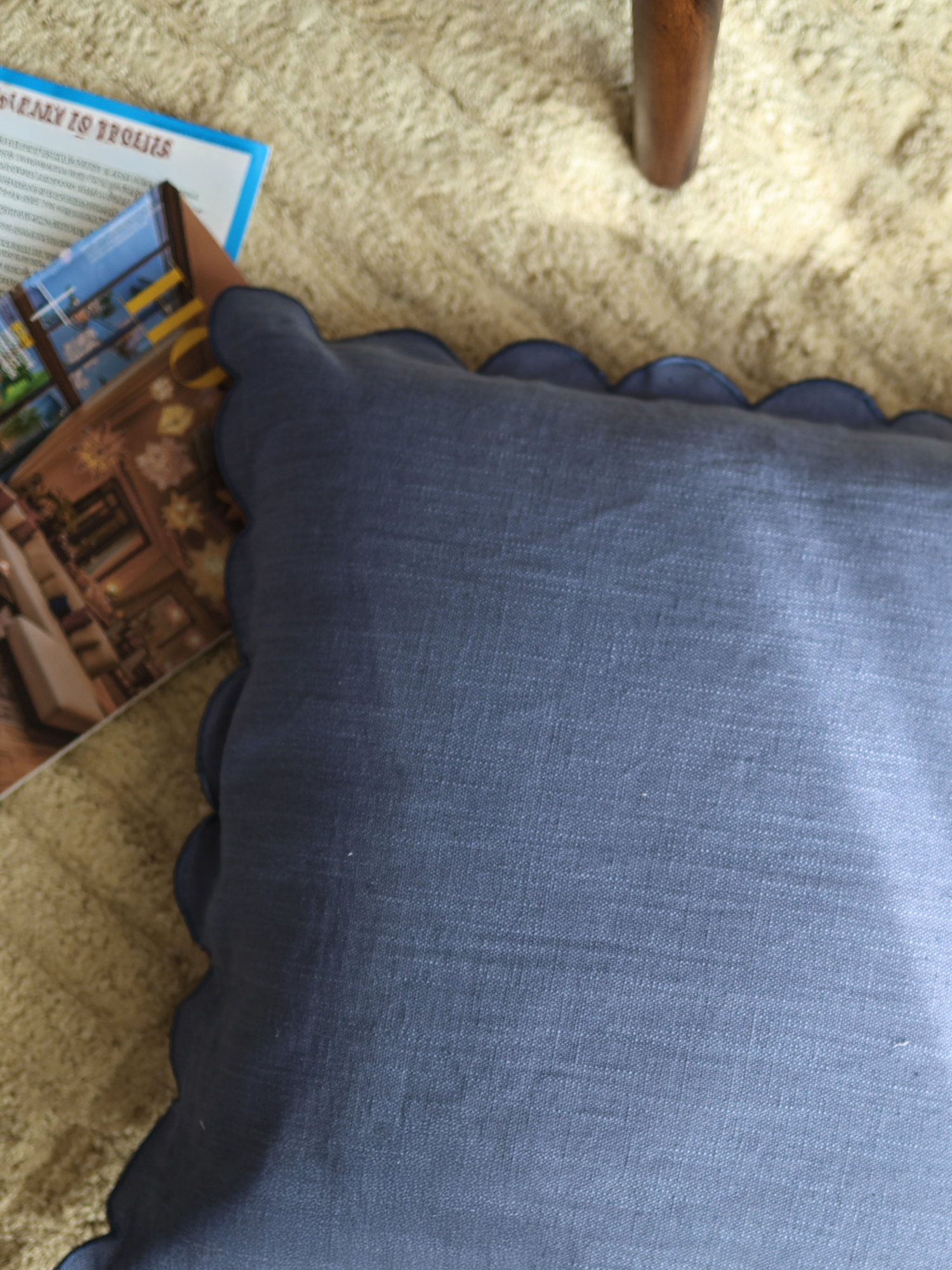 Zina Cotton-Linen Blue Cushion