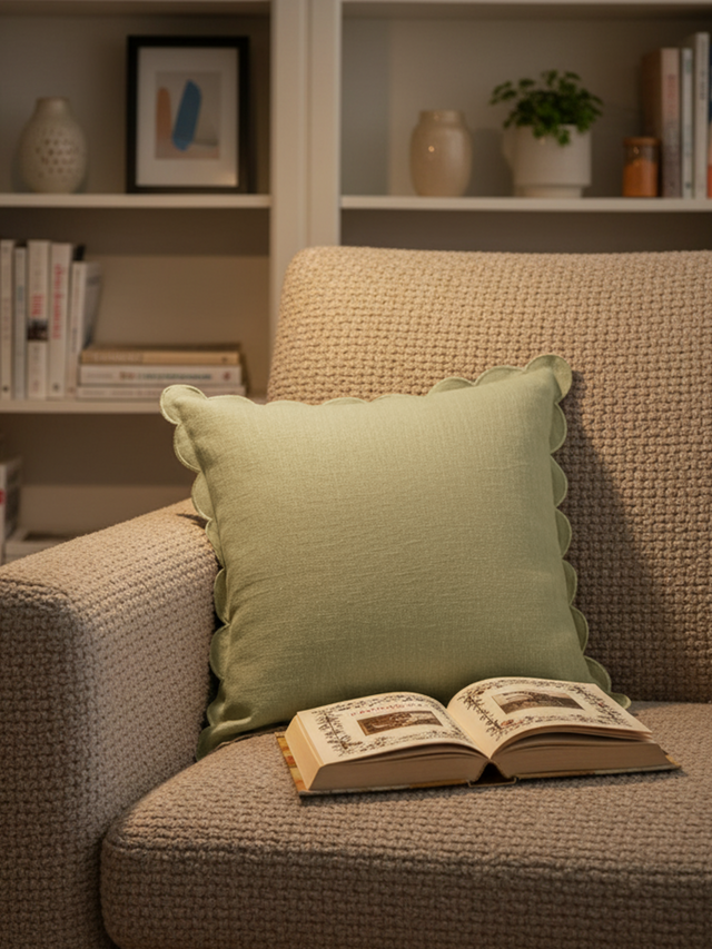 Zina Cotton-Linen Olive Green Cushion