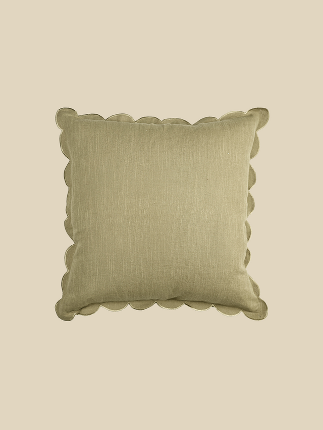 Zina Cotton-Linen Olive Green Cushion