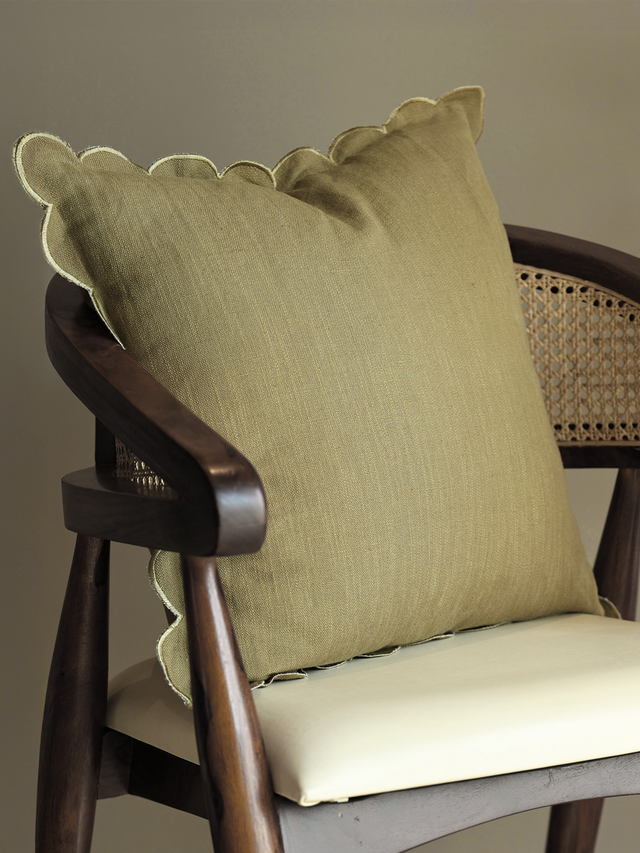 Zina Cotton-Linen Olive Green Cushion