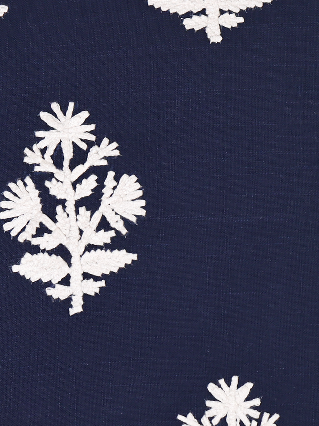 Indigo Embroidered Cotton Cushion
