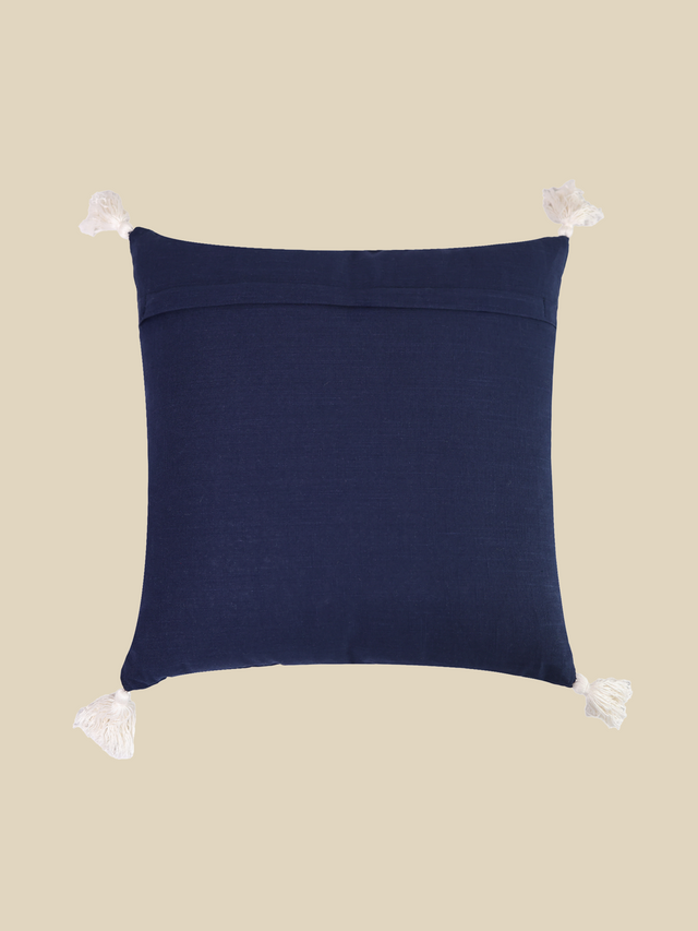 Indigo Embroidered Cotton Cushion