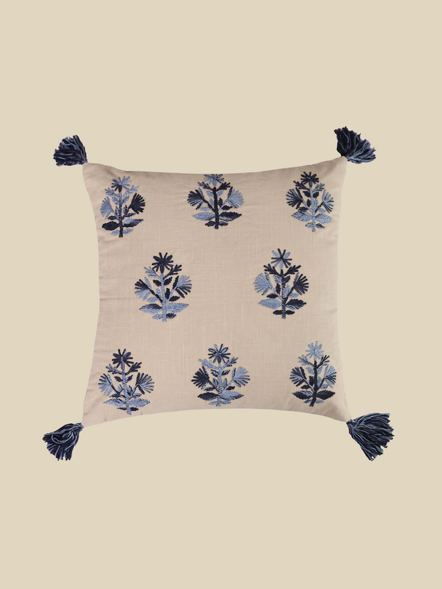 Elm Embroidered Cotton Cushion