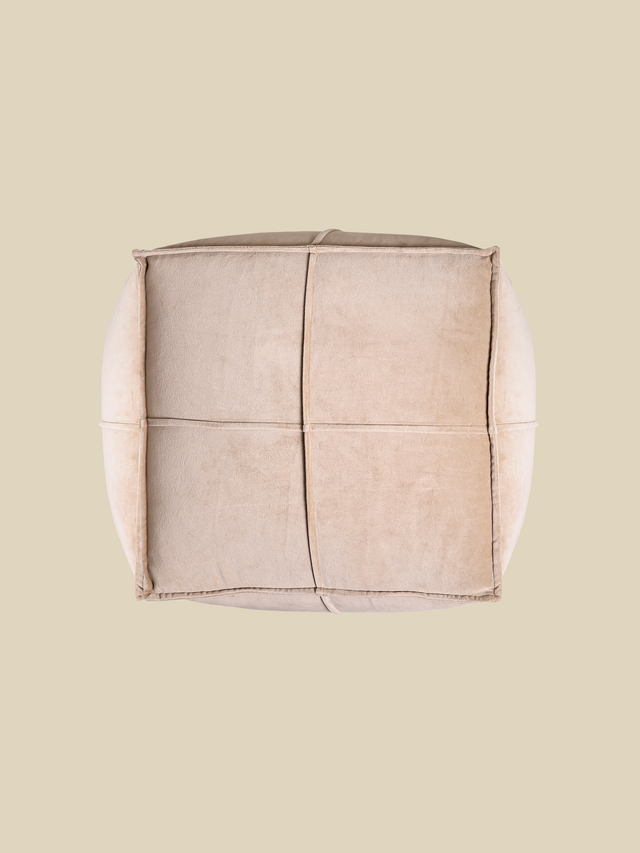 Verdure Beige Cotton Pouffe
