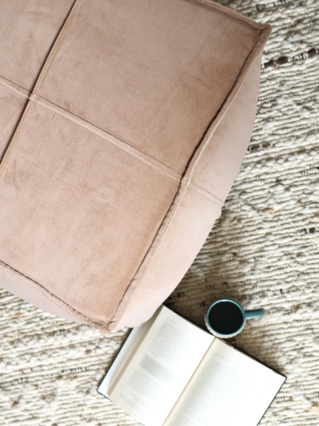 Verdure Beige Cotton Pouffe