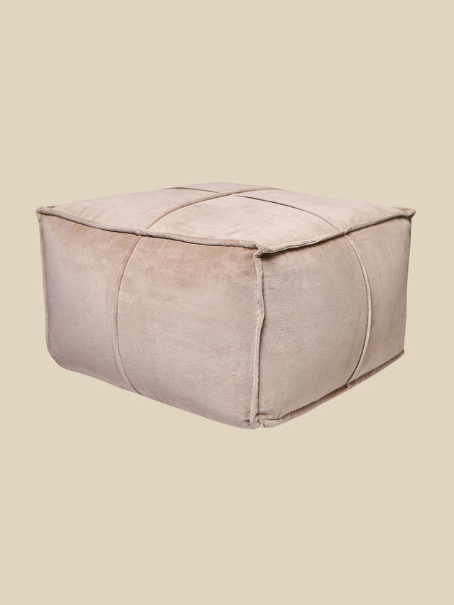 Verdure Beige Cotton Pouffe