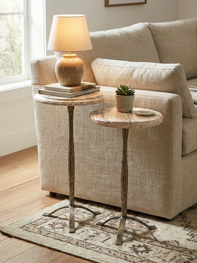 Silas Travertine Side Table Set