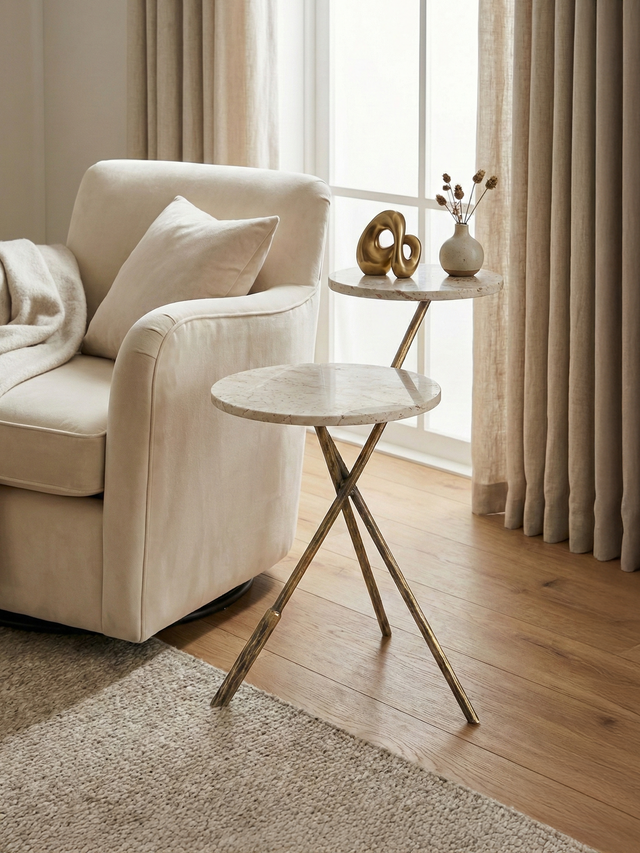 Zephyr Marble Top Side Table