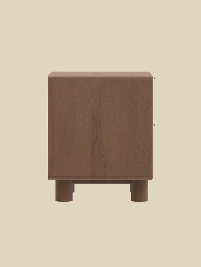 Aurea Burl Two Drawer Bedside Table - Walnut
