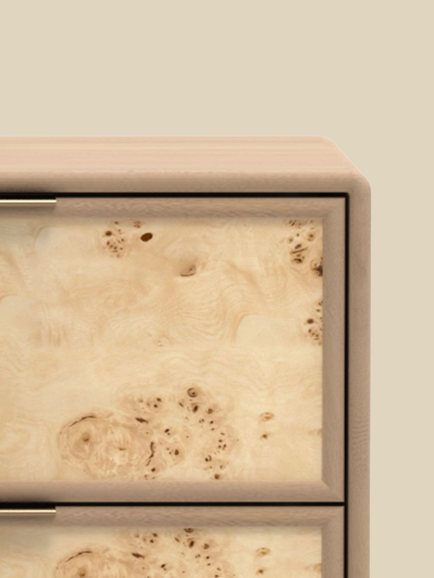 Aurea Burl Two Drawer Bedside Table - Natural