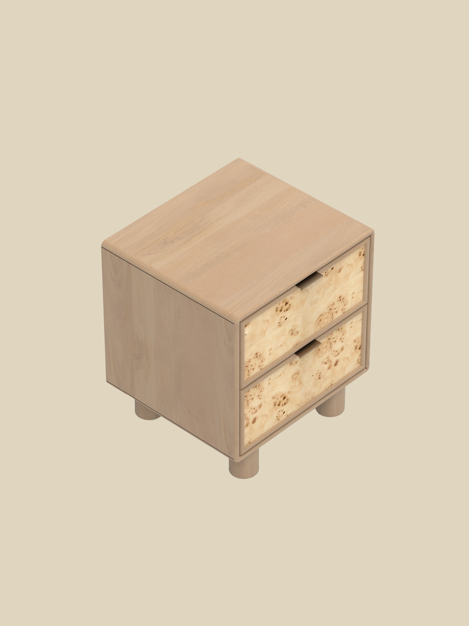 Aurea Burl Two Drawer Bedside Table - Natural