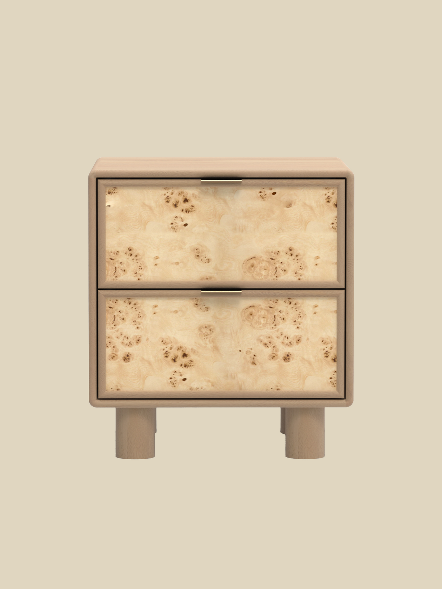 Aurea Burl Two Drawer Bedside Table - Natural