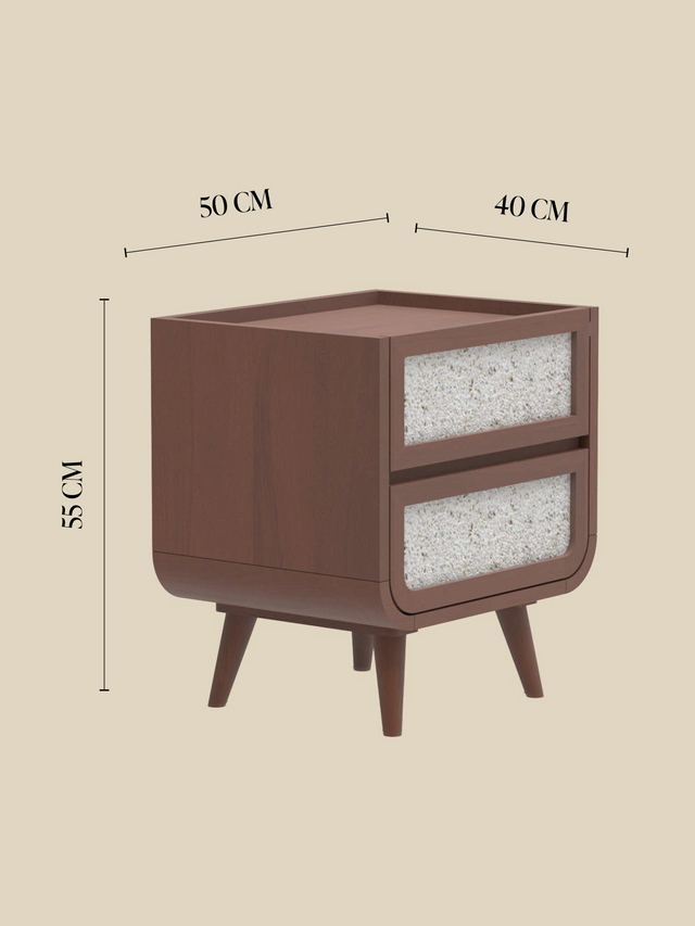 Kael Two Drawer Bedside Table - Walnut