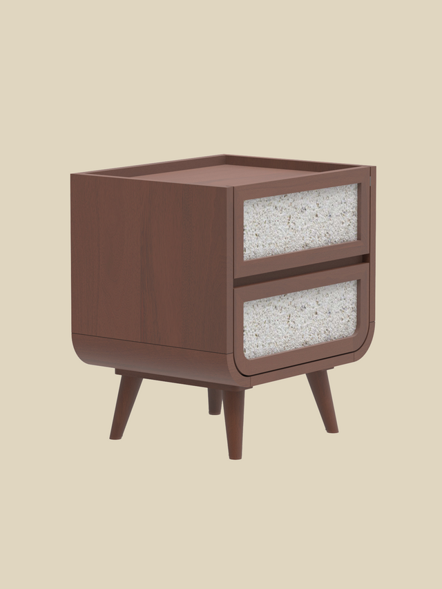 Kael Two Drawer Bedside Table - Walnut