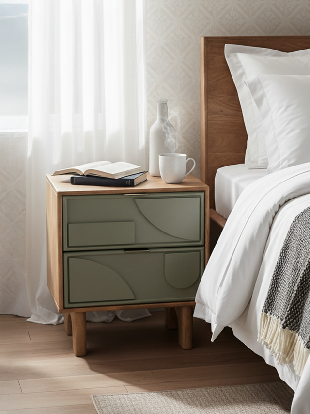 Verde Two Drawer Bedside Table