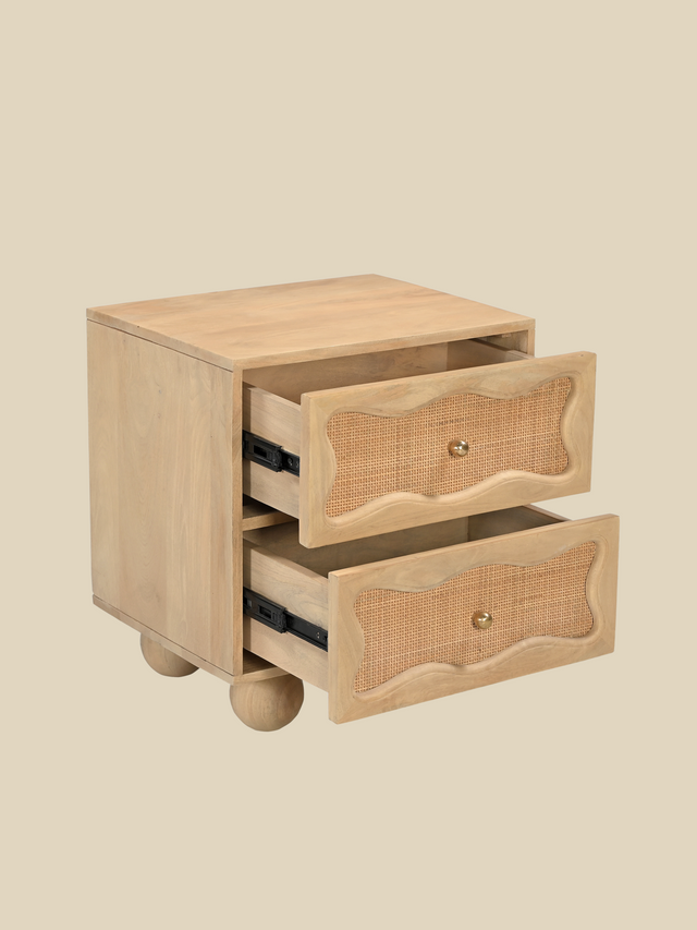 Carlo Two Drawer Bedside Table With Cane