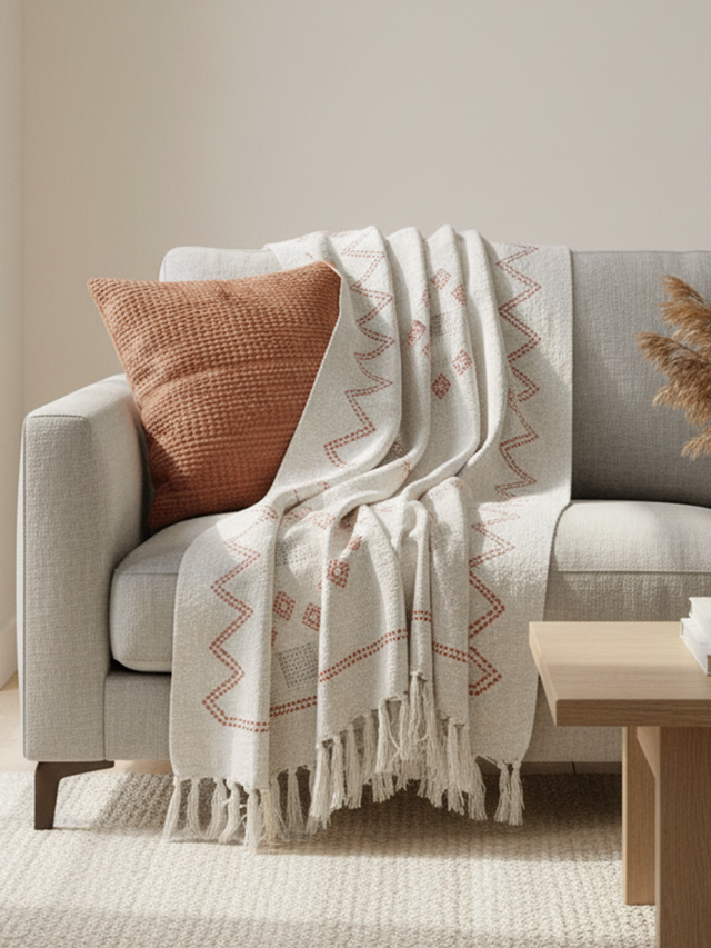 Ivy Embroidered Cotton Throw