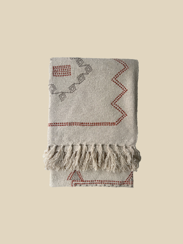 Ivy Embroidered Cotton Throw