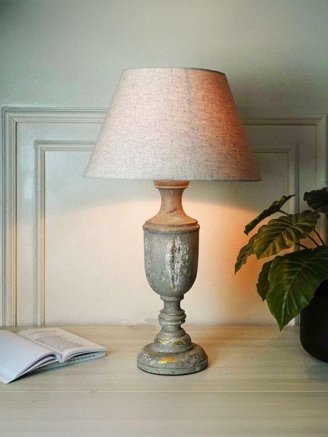 Solace Distressed Wooden Table Lamp