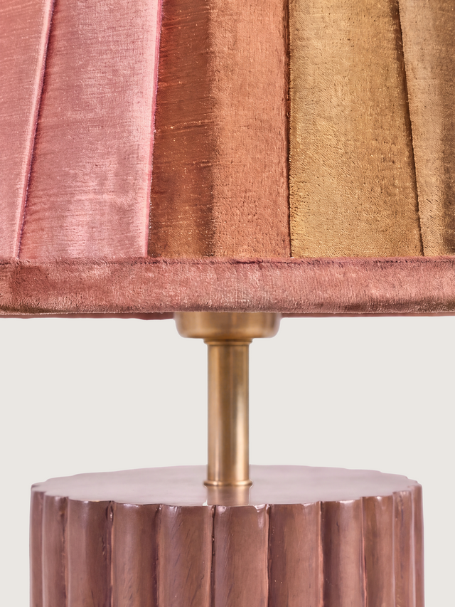 Teresa Silk Ombre Lampshade with Fluted Mango Wood Base