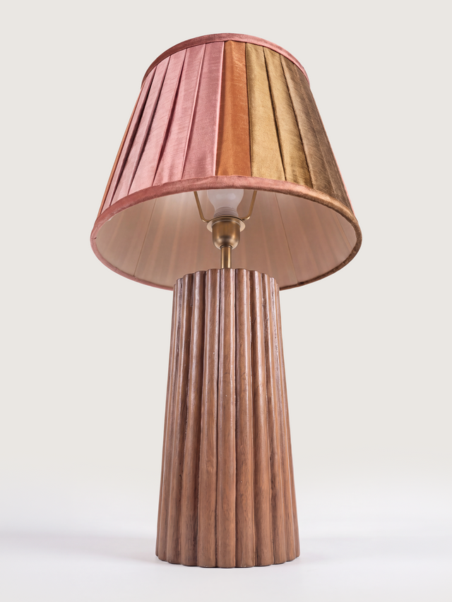 Teresa Silk Ombre Lampshade with Fluted Mango Wood Base