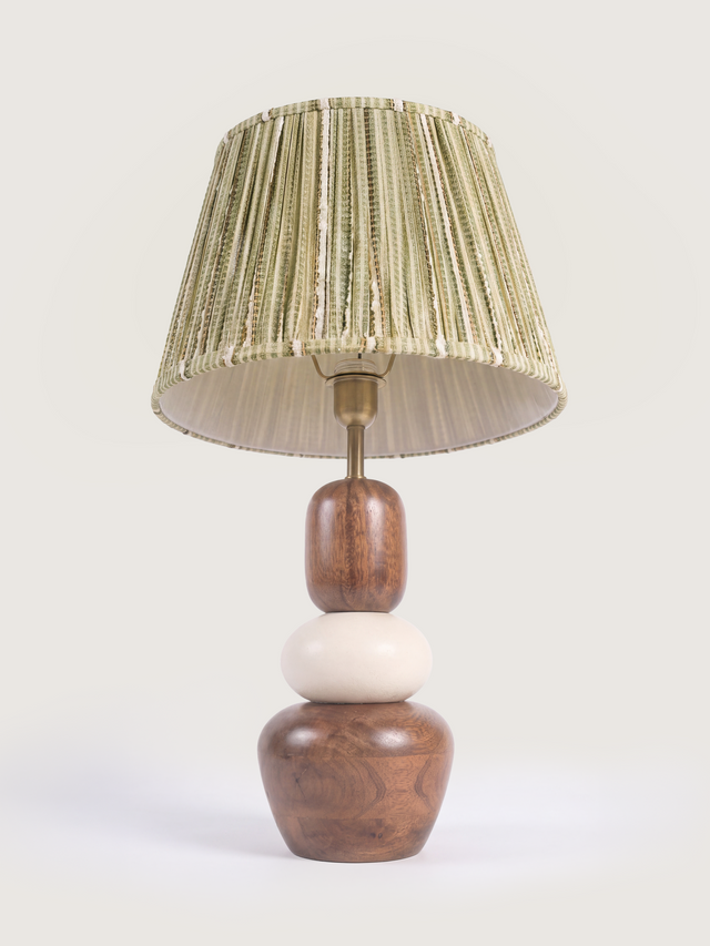 Vadim Silk Striped Lampshade with Mini Pebble Base