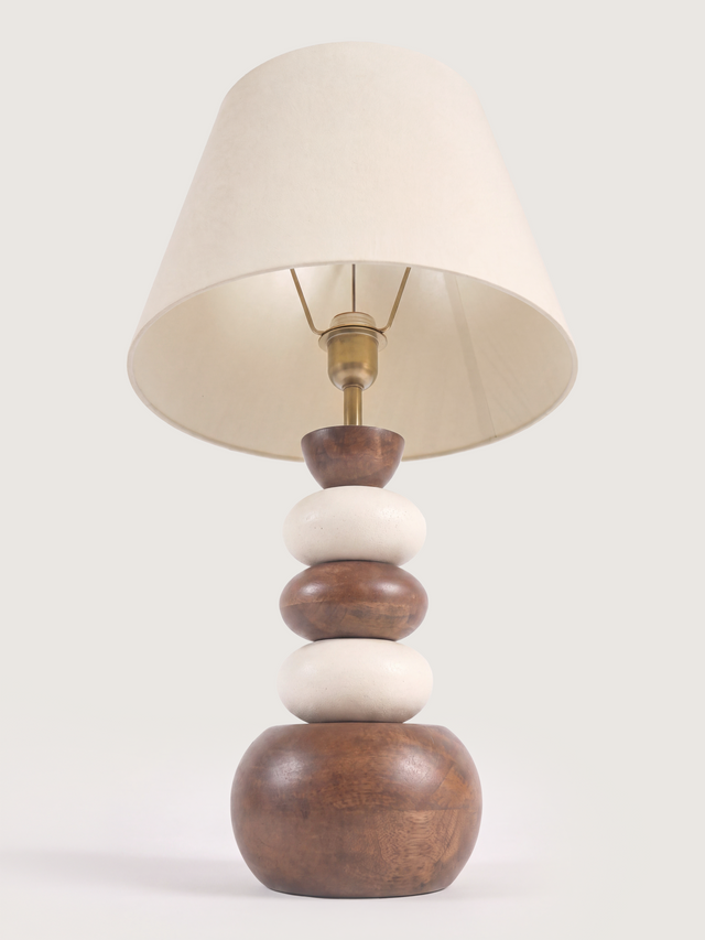 Virginia Cotton Lampshade with Pebble Base