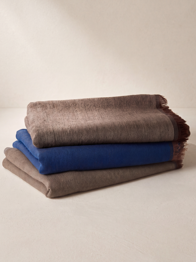 Dohar Reversible Merino Wool Scarf - Beige & Cream