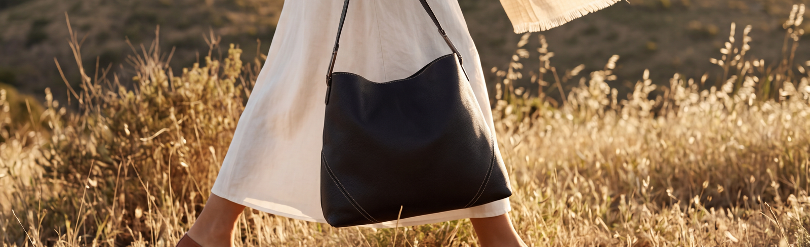 Leather bag styled with a cashmere scarf